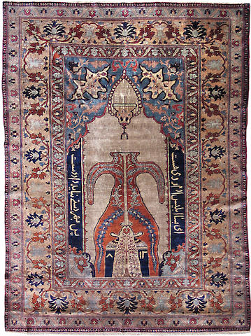 A silk Heriz rug Northwest Persia size approximately 4ft. 8in. x 6ft. 1in.