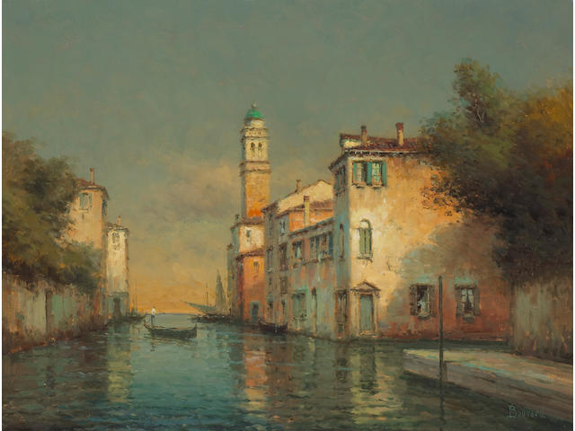 Noel Georges Bouvard (French, 1912-1975) 'The lone gondolier' 19 1/2 x 25 1/2in