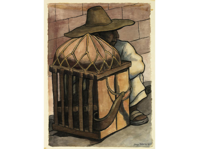 Diego Rivera (Mexican, 1886-1957) Cargador descansando, 1937 15 3/16 x 10 13/16in (38.5 x 27.5cm)
