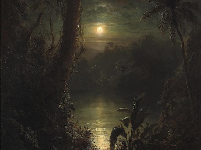 Frederic Edwin Church (American, 1826-1900) Twilight in the Tropics (A tropical moonlight) 30 x 25 1/4in
