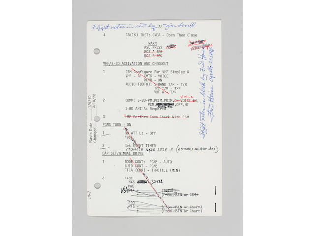 LOVELL AND HAISE'S NOTES DURING APOLLO 13.