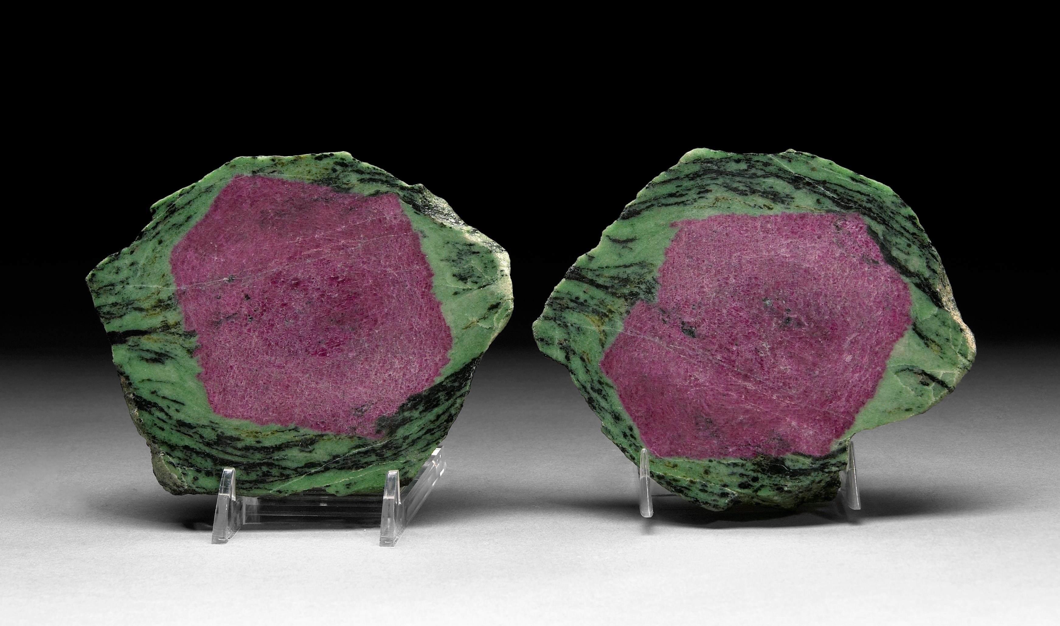 Fine Pair of Ruby-in-Zoisite Slices