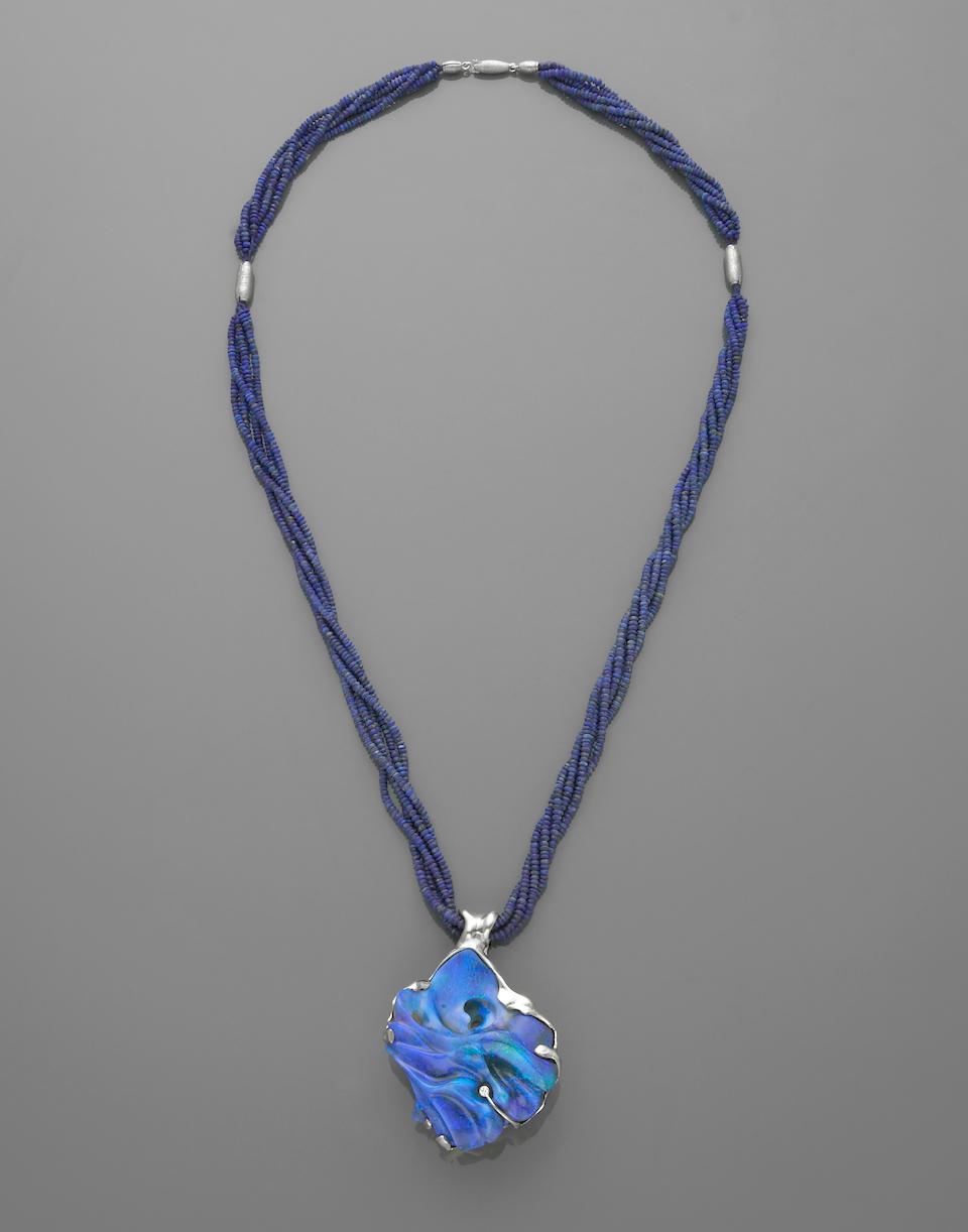 Black Opal and Diamond Pendant&#151;&#147;Aqua Profonda&#148;