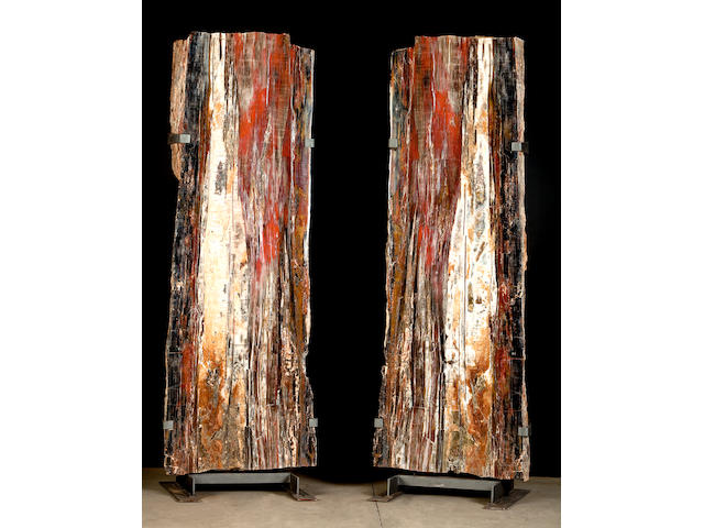 The Twins &#150; Monumental Cut and Polished Petrified Wood Log
