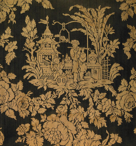 A collection of silk brocade upholstery