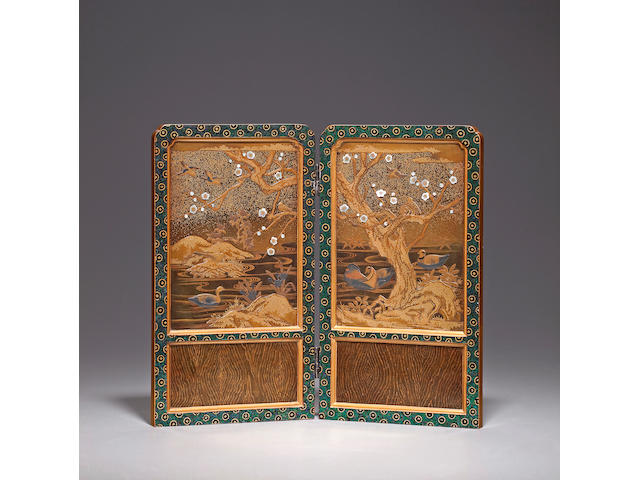 Inlaid-lacquer table screen Late 19th century
