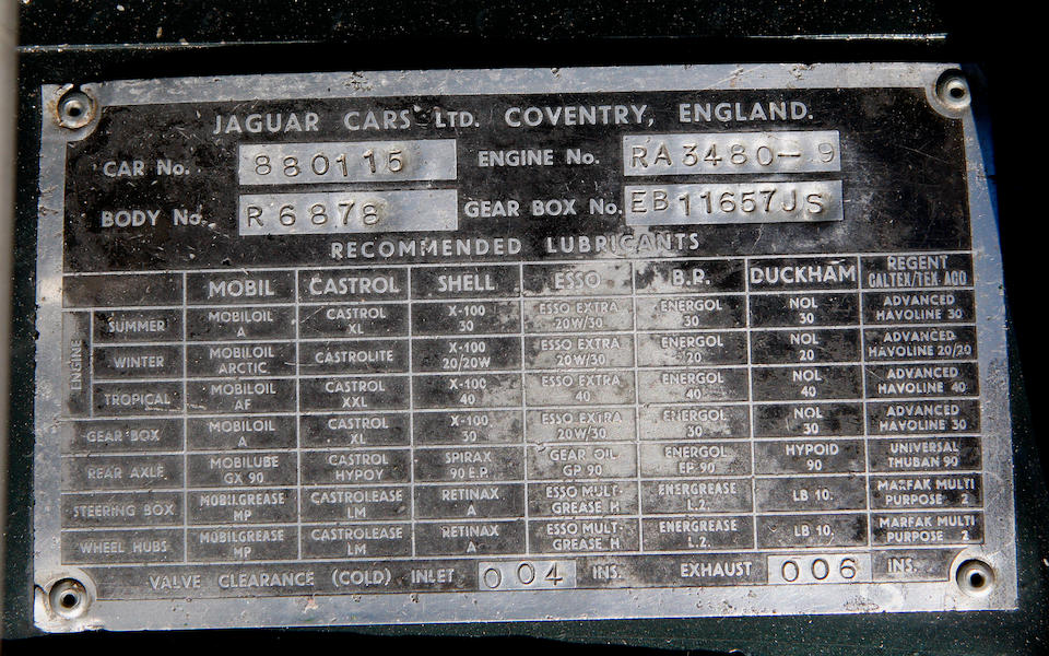 1964 Jaguar E-Type Factory Racer  Chassis no. 880115 Engine no. RA3480-9
