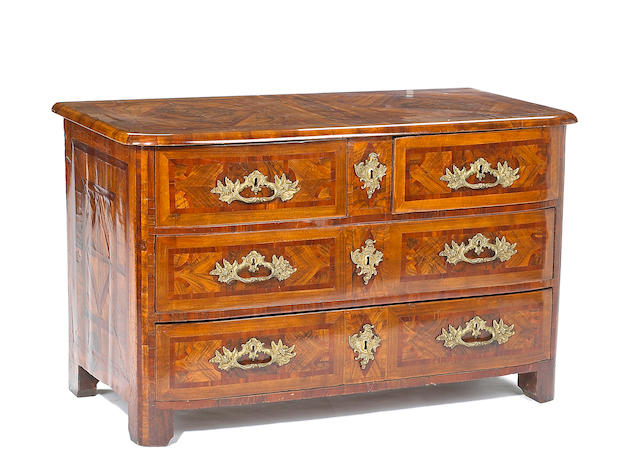 A R&#233;gence bronze mounted parquetry and kingwood commode  early 18th century