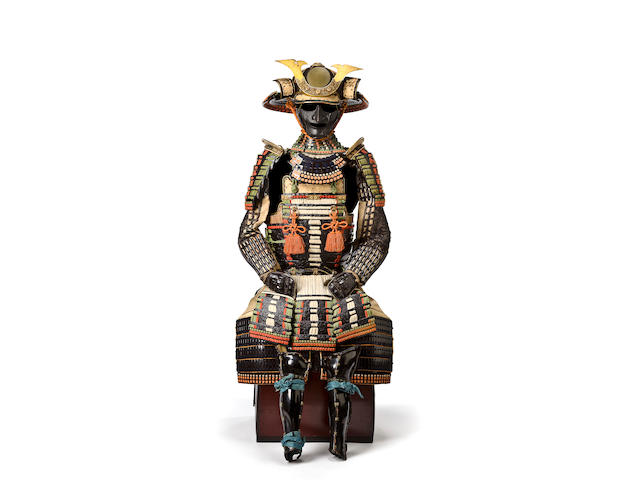 A BLACK-LACQUER DO-MARU ARMOR WITH A MYOCHIN-SCHOOL HELMET Helmet attributed to Muneyasu (Myochin Muneyasu), Muromachi period, 15th-16th century, armor Edo period (18th century)