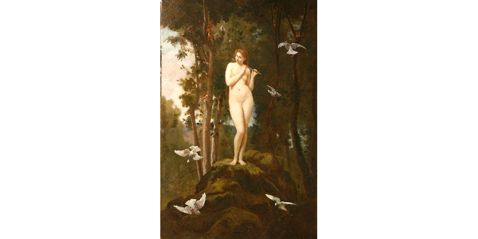 Jules Joseph Meynier (French, 1826-died circa 1903) A nymph of the woods 40 1/4 x 28 1/2in
