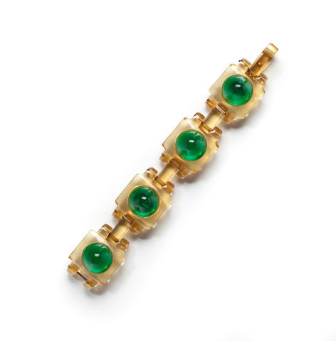 A translucent yellow and green Bakelite bracelet