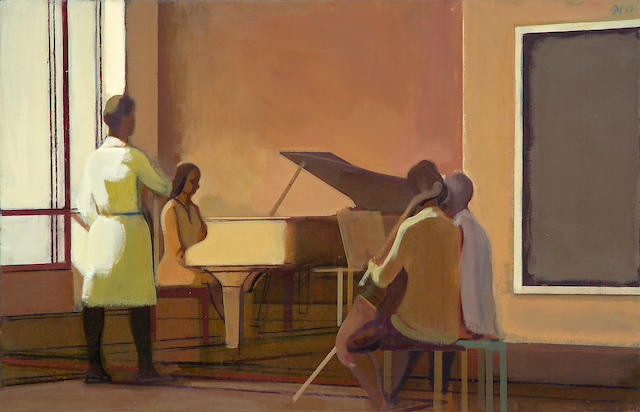 James Weeks (American, 1922-1998) Gallery Song Recital, 1984 36 x 56 1/4in