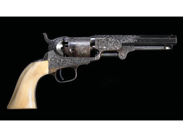 A fine Gustave Young engraved and presentation inscribed Colt Model 1849 Pocket percussion revolver