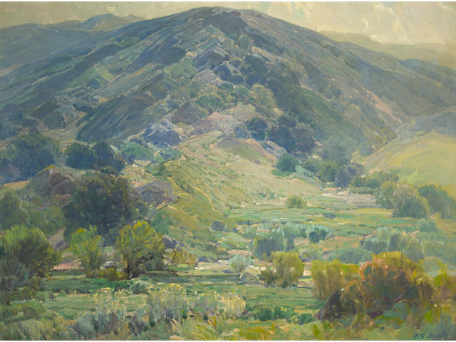 Hanson Puthuff (American, 1875-1972) 'Quiet Hills' 30 1/4 x 40 1/4in