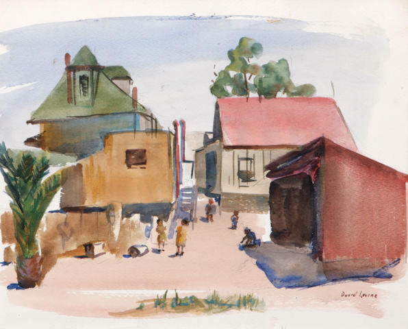 David Philip Levine (American, 1910-2005) East L.A. Enclave, 1934; Hobo (double-sided) 12 1/2 x 18in unframed