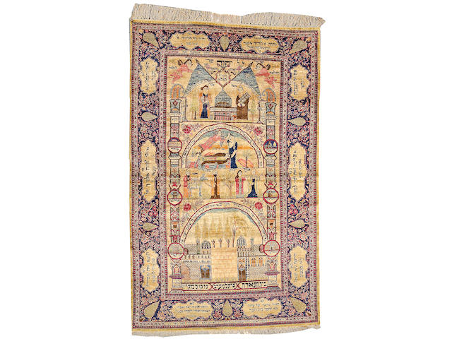 A Kashan silk rug South Central Persia size approximately 4ft. 8in. x 7ft. 6in.