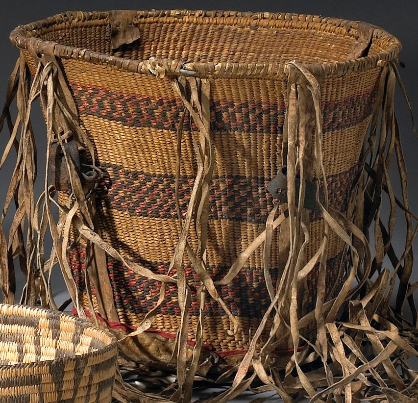 An Apache polychrome burden basket