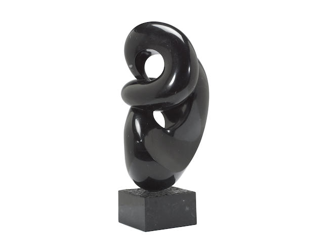 Gidon Graetz (Swiss, born 1929) Composition in Black Spanish Marble No 1 21 x 12 x 14in height with base 25in