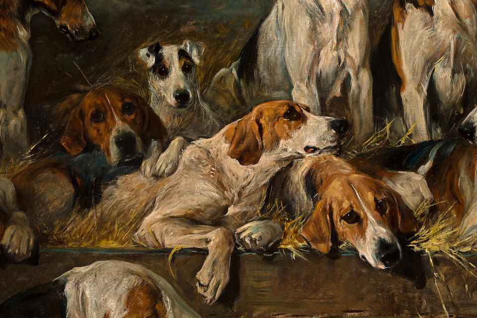 John Emms (British, 1843-1912) The Bitchpack of the Meath Foxhounds 43 3/4 x 62 in. (111.2 x 157.5 cm.)