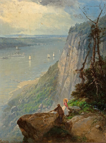 Bonhams N A Andrew Melrose American 1836 1901 View Of The Hudson River From Guttenberg Nj 12 1 2 X 9 1 2in