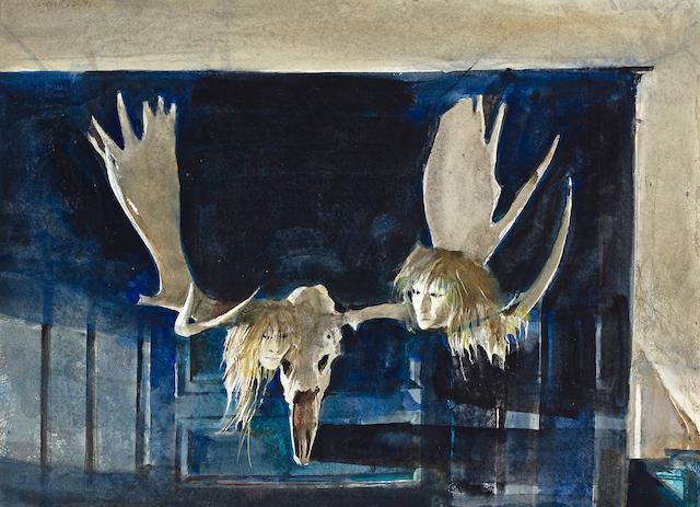 (n/a) Andrew Wyeth (American, 1917-2009) Blue Room, 1992 20 3/4 x 28 3/4in