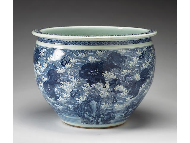 A massive blue and white porcelain jardini&#232;re 19th Century