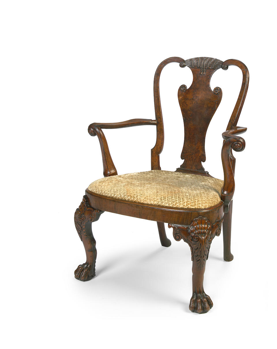 A good George II carved walnut armchair  circa 1730