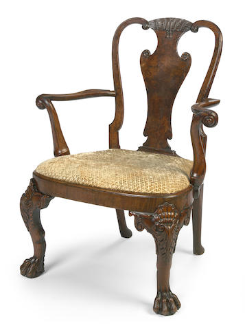 A good George II carved walnut armchair  circa 1730