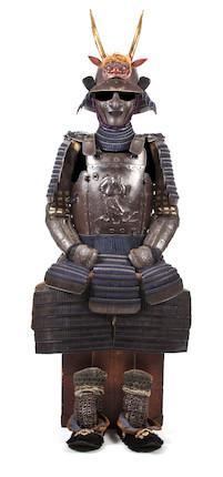 A RUSSET-IRON ARMOR WITH AN UCHIDASHI CUIRASS Helmet by Nagamitsu, 18th century image 1