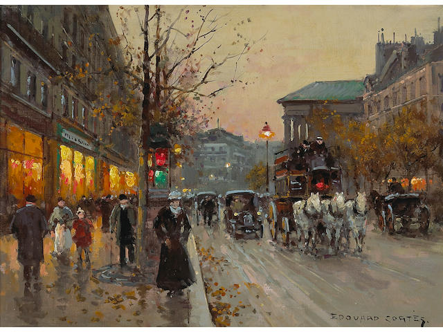 Edouard L&#233;on Cort&#232;s (French, 1882-1969) A view of the Boulevard de la Madeleine 13 x 18in (33 x 45.7cm)
