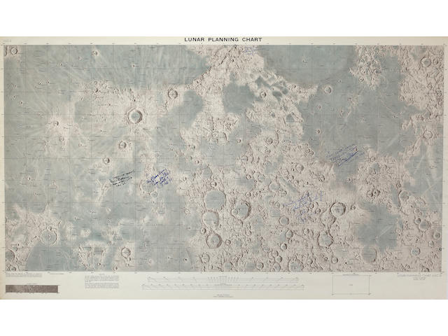 LARGE LUNAR CHART &#8211; INSCRIBED BY SURFACE EXPLORERS.