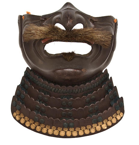 A LACQUERED-IRON FACE MASK (MENPO) 19th century