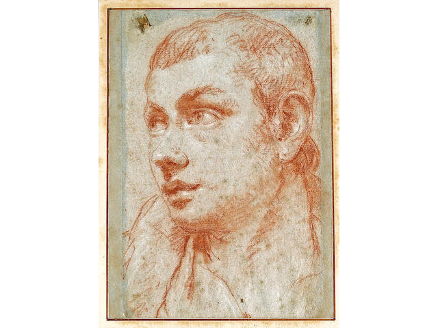 Giovanni Battista Tiepolo (Italian, 1696-1770) The head of a boy, turned half left 10 3/4 x 7 3/4in (27.5 x 19.6cm) (strips of paper added on all four sides, with a line in ink)