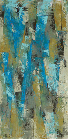 Karl Stanley Benjamin (American, born 1925) Blue Ochre, 1958 16 x 8in