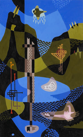 Gordon Onslow Ford (British, 1912-2003) Landscape Unmasked (1), 1946 28 x 17 1/4in