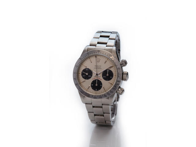 Rolex. A fine steel chronograph bracelet watchCosmograph Daytona, Ref. 6263, Case no. 6294666, 1970's