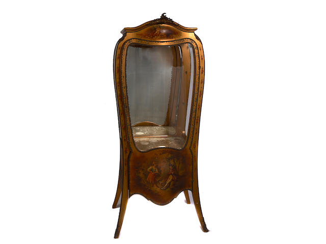 A Louis XV style gilt bronze mounted paint decorated vitrine