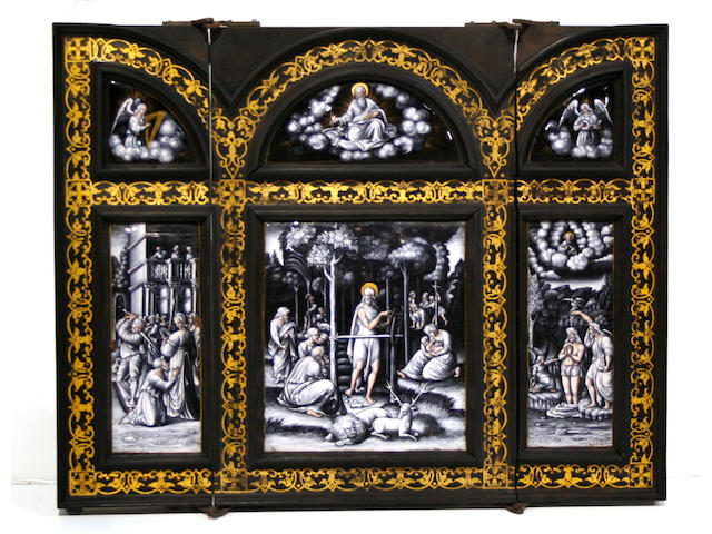 A Limoges enamel triptych second half 19th century
