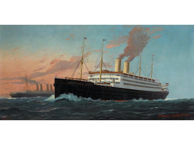 Fred Pansing (American, 1844-1912) The S.S. "Kaiserin Auguste Victoria" 36 x 72 in. (91.4 x 182.8 cm.)
