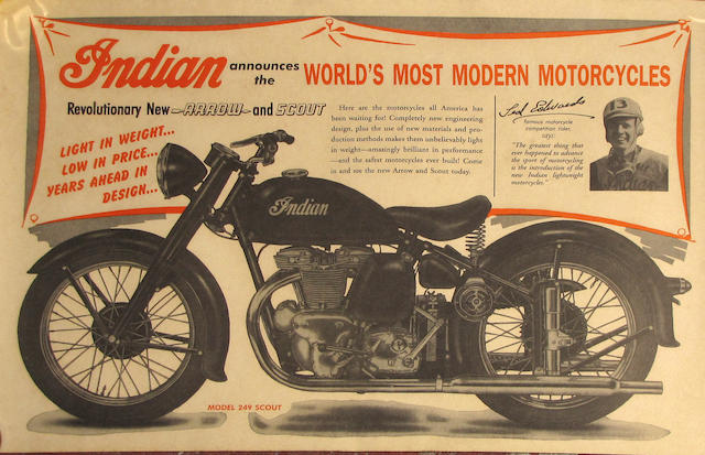 An Indian Arrow and Indian Scout advertising poster, circa 1950,