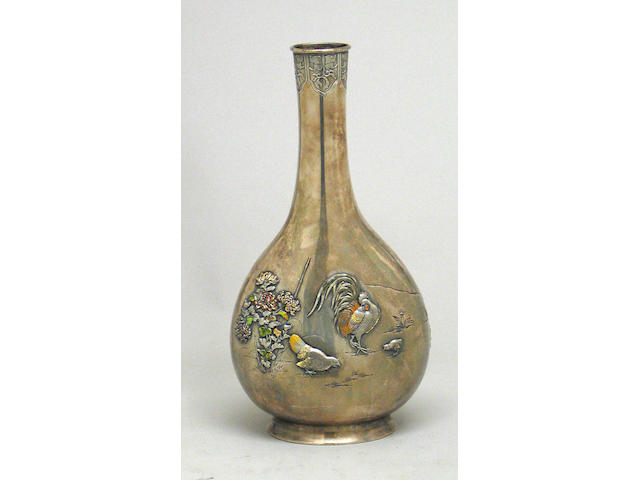 Special Order Sterling and Enamel Vase in the Japanese Taste by Gorham