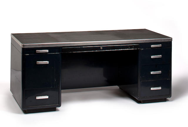 A desk from the S.S. "United States"  circa 1952 66 x 30 x 26 in. (167.6 x 76.2 x 66 cm.)