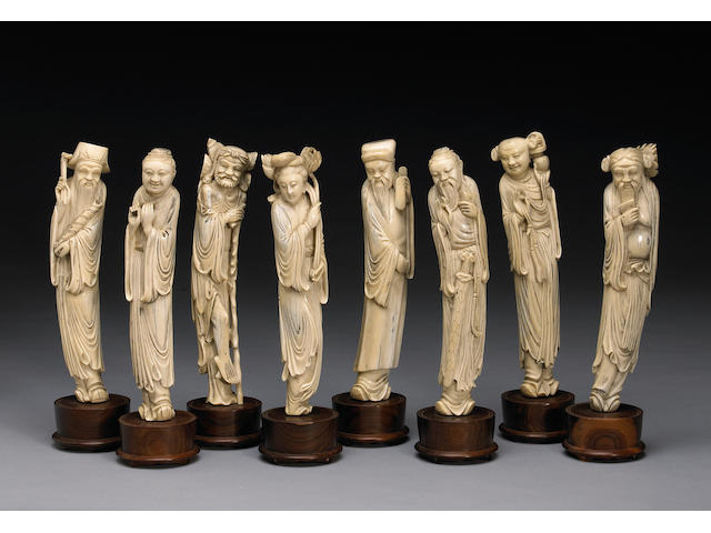 A carved ivory set of the Eight Daoist Immortals 20th Century