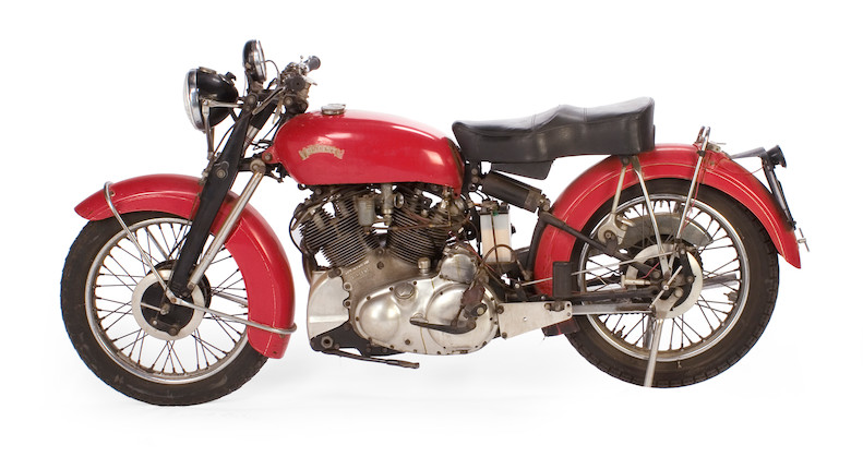 Two owners from new, documented by factory records as 1 of 12 built with original black frame with Chinese Red tinwork,1952 Vincent 998cc Series C Rapide Frame no. C10241C Engine no. F10AB/1/8341 image 27