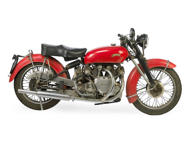 Two owners from new, documented by factory records as 1 of 12 built with original black frame with Chinese Red tinwork,1952 Vincent 998cc Series C Rapide Frame no. C10241C Engine no. F10AB/1/8341
