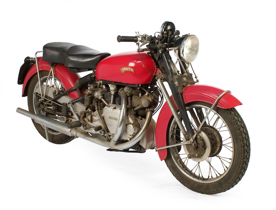 Two owners from new, documented by factory records as 1 of 12 built with original black frame with Chinese Red tinwork,1952 Vincent 998cc Series C Rapide Frame no. C10241C Engine no. F10AB/1/8341 image 25
