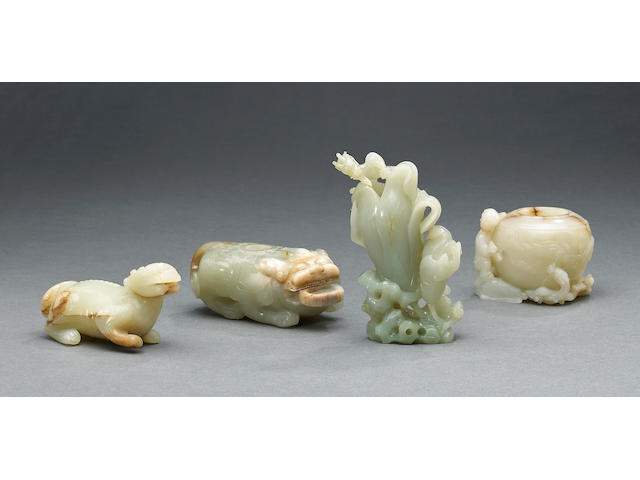 A group of four nephrite carvings