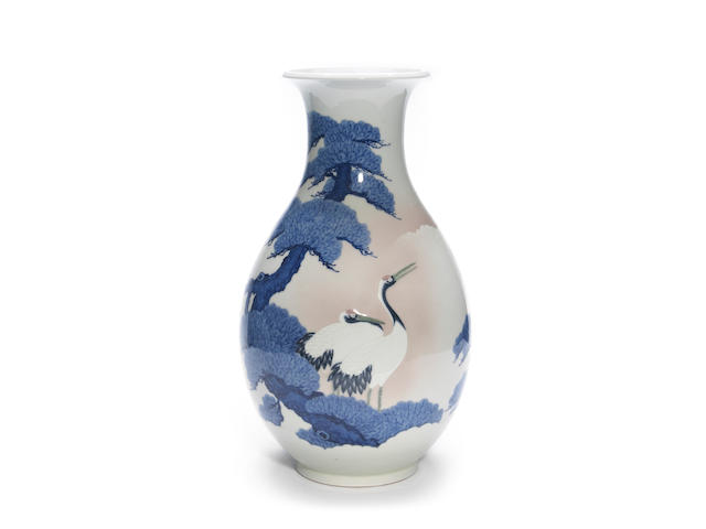 A large studio ware porcelain ovoid vase By Seifu Yohei III (1851-1914)