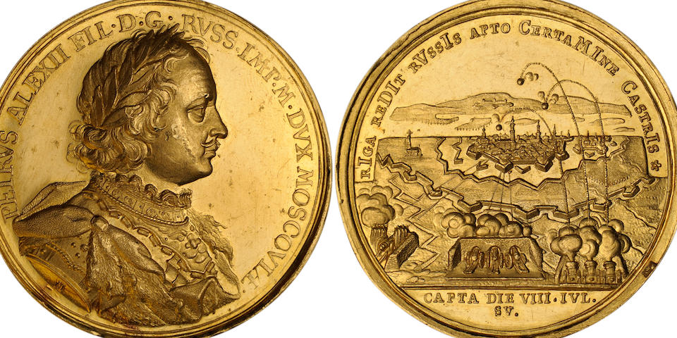 Russia, Peter I The Great (1682-1725) Gold Medal Dated July 4, 1710