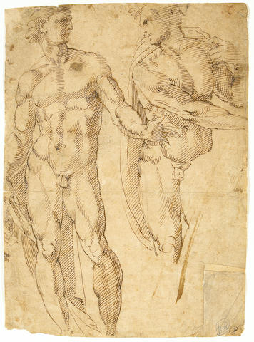 Follower of Baccio Bandinelli (Italian, 1488-1560) A study of two figures 11 x 8in (27.9 x 20.3cm)